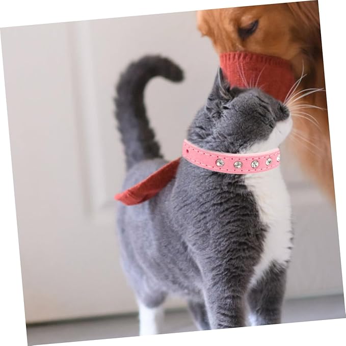 SUPVOX Adjustable Rhinestone Inlaid Dog Collar for Dogs Breathable Pu Material Comfortable Neck Decor Buckle for Pets and Puppies
