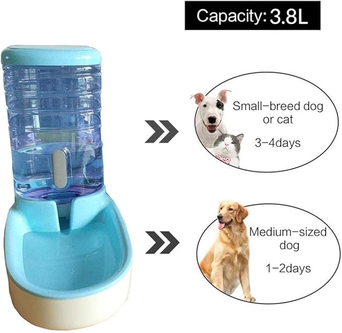 Pet Water Feeder, Pet Automatic Waterer, Plastic Water Dispenser For Dog & Cat, 3.8 Liters