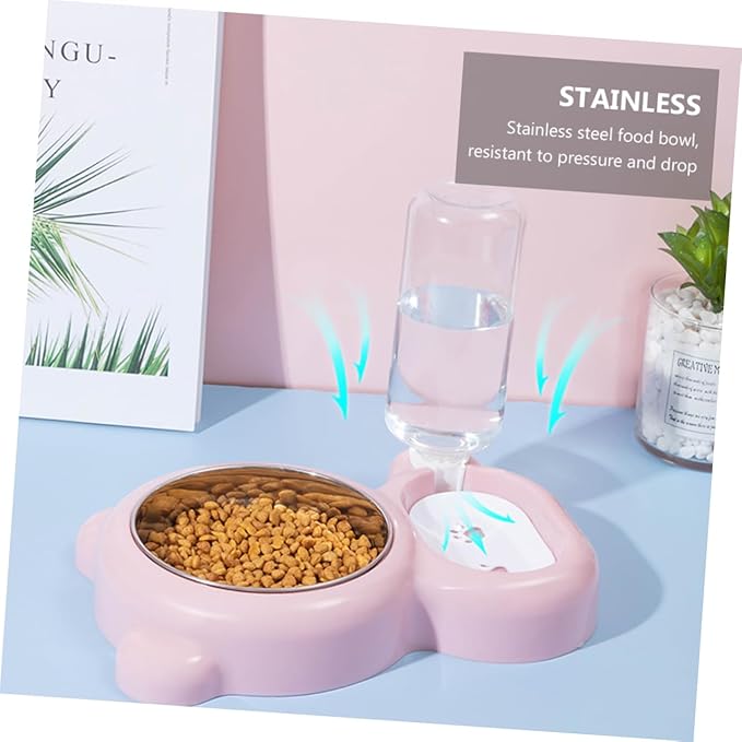 Stainless Steel Double Bowl Pet Supplies Auto Refill Water Feeder Cat Dog Bowl Easy Clean Design