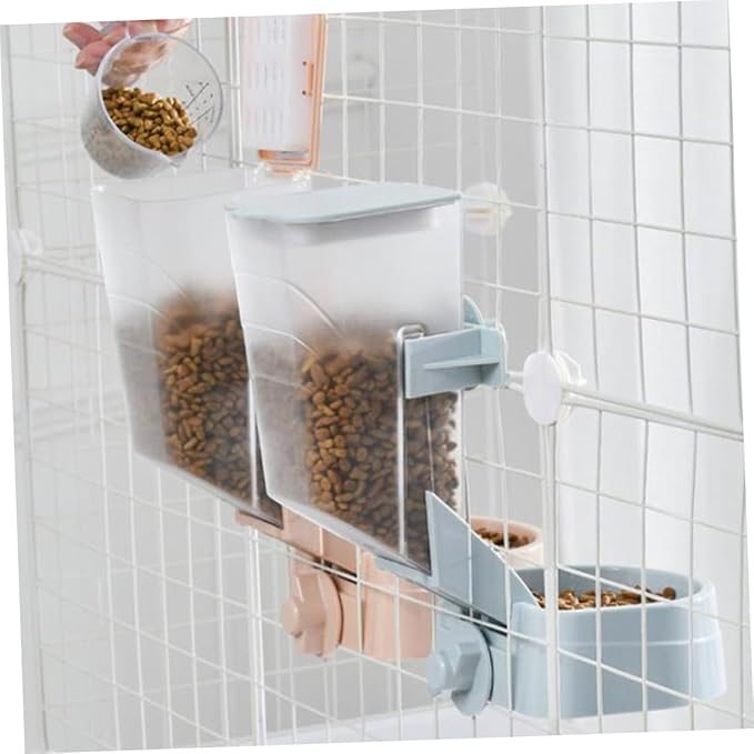 Veemoon Hanging Dog Feeder 2l Automatic Pet Food Dispenser Blue Cage Feeder for Dry Food Feeding Supplies Suitable for Puppies and Adult Dogs