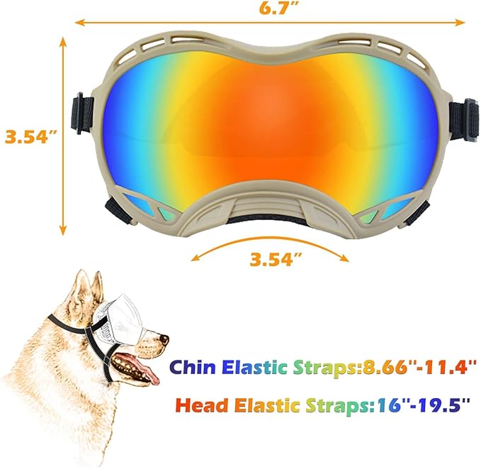 Dog Sunglasses,Doggles Anti-UV Protection,Pet Sunglasses with Adjustable Strap,Suitable for Motorcycle Car Driving Bike Riding Hiking Swimming Wind Dust Fog Dog Eye Protection