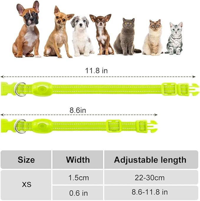 Light Up Dog Collar for Small Dogs - LED Dog Collar Rechargeable Adjustable Puppy Collars, Glow in The Dark Dog Lights for Night Walking（X-Small, Green）