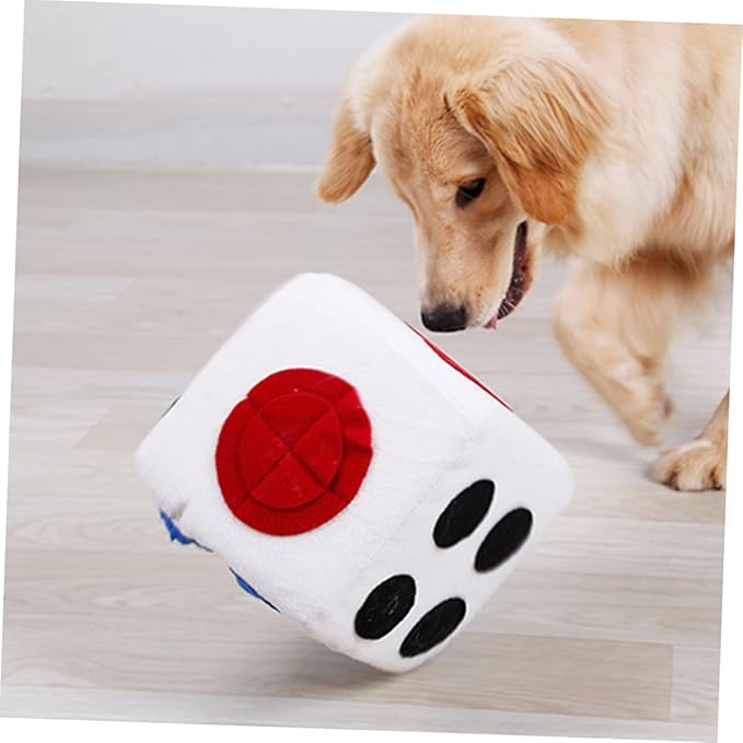 ibasenice Dog Plush Dice for Pets Soft Sniffing Training with Creative White Design Interactive Plush Chew for Dogs and Puppies Easy to pet Enrichment
