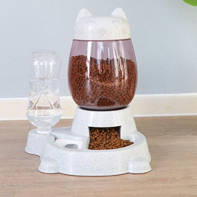 Pet Feeder, Automatic Water Dispenser Pet Waterer, NonWet Mouth and Antioverturning Pet Bowl