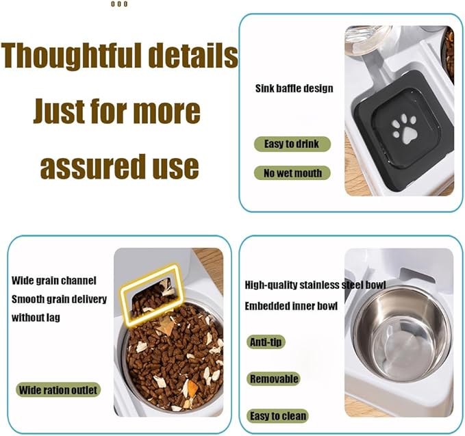 Automatic Pet Feeder for Cats & Small Dogs - 1.7LBS Dry Food & 800ML Water Dispenser with Stainless Steel Bowl, Programmable Portion Size, Suitable for Puppies/Kittens & Small/Medium Dogs,Blue