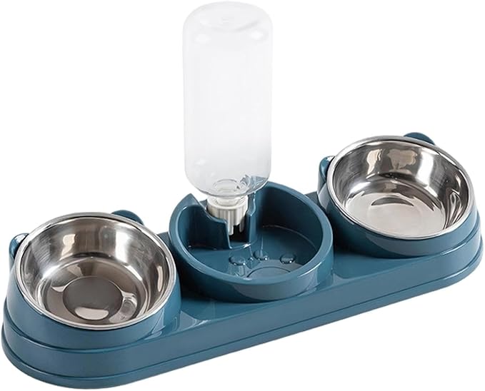 Double Bowl Pet Food Water Dish Feeder for Dog Cats Daily Feeding with Automatic Dispenser for Dry Wet Double Bowl Feeder