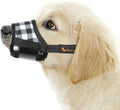 HEELE Dog Muzzle,Soft Nylon Muzzle Anti Biting Barking Chewing,Air Mesh Breathable Drinkable Adjustable Loop Pets Muzzle for Small Medium Large Dogs 4 Colors 4 Sizes (P-Black White Plaid, L)
