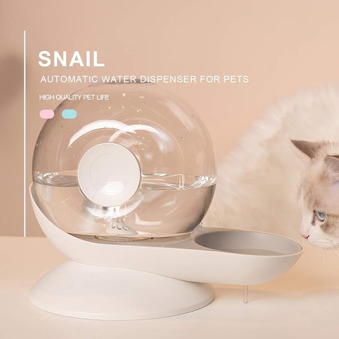 CLICIC Cat Dog Water Dispenser Automatic Water Drinking Fountain for Small or Medium Size Dogs Cats Easy to Clean Snail Shape 2.8L Blue