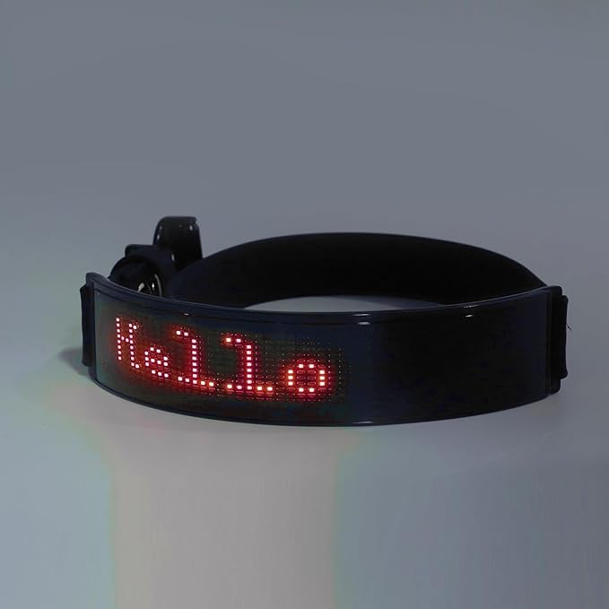 LED Pet Collar, DIY Display Screen Light Up Collar USB Rechargeable Safety Night Collar in The Dark Pet Necklace for Night Walking (Red Light)