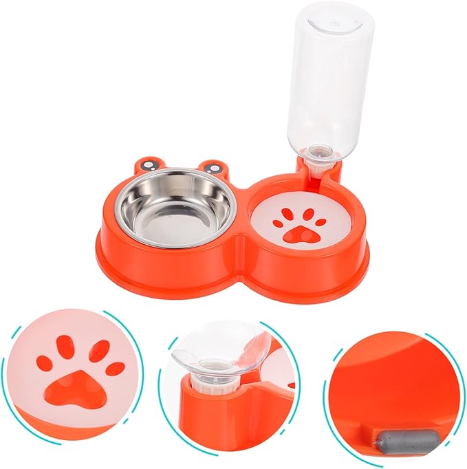 Automatic Dog and Cat Water Dispenser Bowl Set Tip PET Feeding Station Dual Bowls Sturdy Materials for Indoor Use