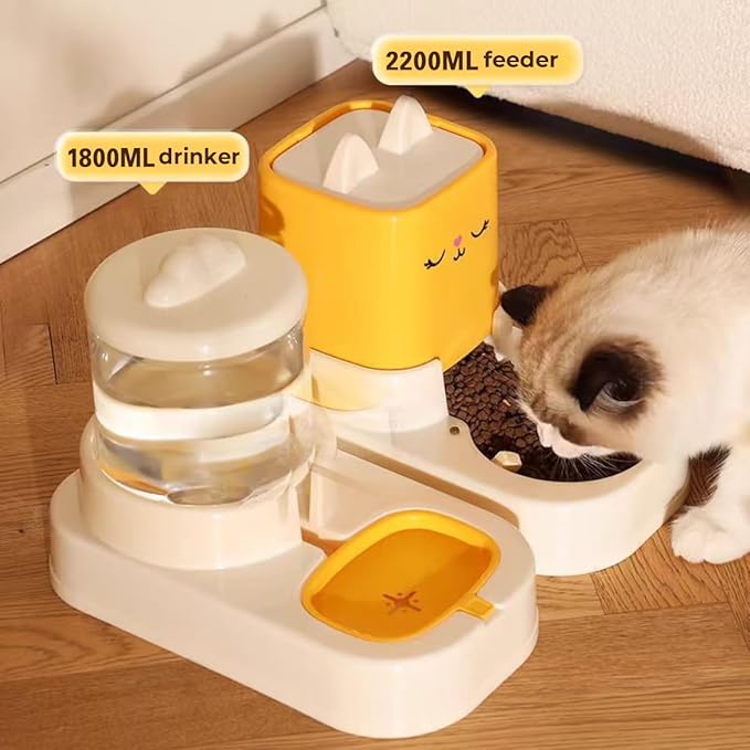 2 Pack Automatic Pet Feeder and Water Dispenser Set, Pet Food Bowl Gravity Dog Feeder and Dog Water Dispenser for Dogs Cats Pets Animals Large Capacity (Pink)