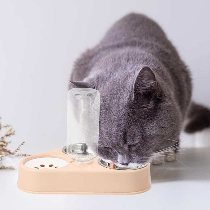 Automatic Pet Water Dispenser with Capacity and Removable Thickened Non-Slip Stainless Steel Bowls for Dogs and Cats Self-refilling Water Bowl with Silicone Base in Warm Pink