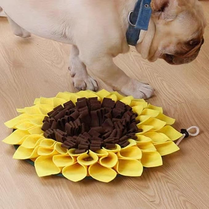 Sunflower Shape Sniffing Mat, Dog Puzzle Feeding Mat, Slow Feeder for Dogs and Cats, Interactive Nose Work Toy for Stress Relief, Food Hide and Seek Toy