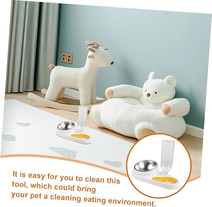 Milisten Automatic Pet Feeder with Water Dispenser, White Dog Cage Food Bowl and Cat Feeder, Integrated Pet Feeding and Hydration Solution for Puppies and Small Animals