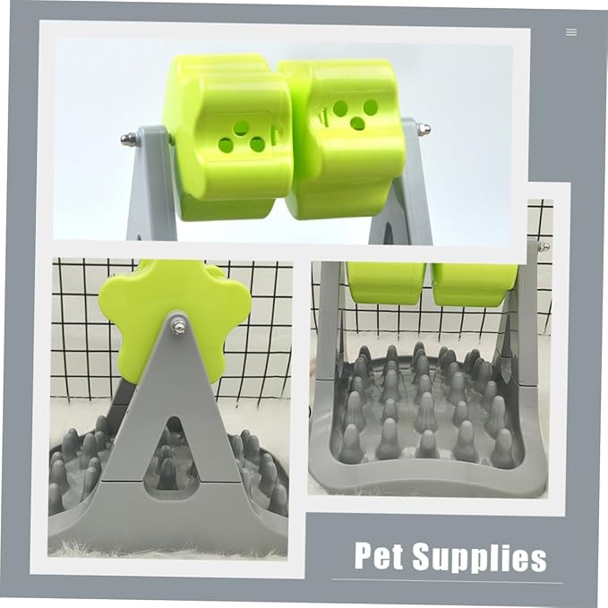 BESPORTBLE Automatic -Choking Dog Food Feeder Rotating Design Puppy Feeding Bowl with -Grade Material for Stress Mealtime Gray Green