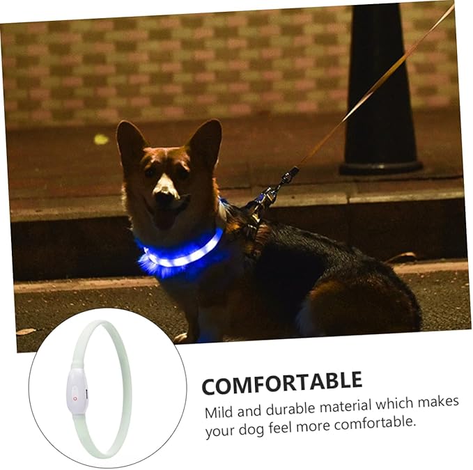 Alasum USB Rechargeable LED Pet Collar Durable Dog Collar with Night Safety for Pets