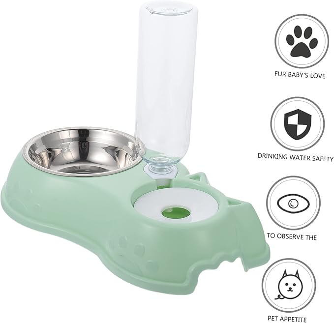 1set Automatic Pet Feeder and Water Dispenser Dual Use Food Bowl Bottle Feeder for Cats and Dogs Convenient for Home and Stores