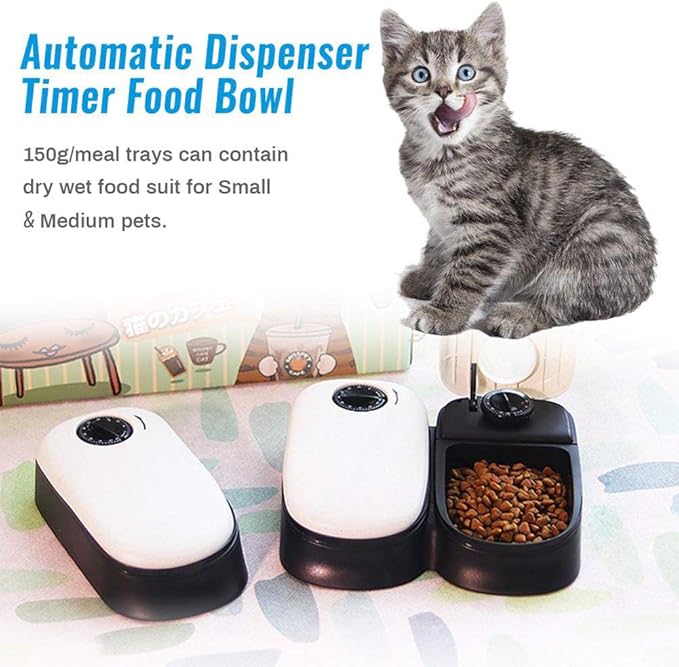 Automatic Cat Feeder, Food Dispenser for Cats and Dogs with Timer Programmable,Smartfeeder,Wet and Dry Food Auto Dispenser,1-2 Meals,Battery Operated, Keep Food Fresh