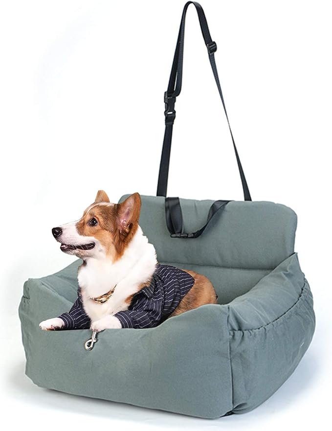 Dog Car Seat, Puppy Booster Seat for Small Medium Dogs Cats,Dog Travel Car Carrier Bed Car Safety Seats with Storage Pocket and Clip-On Safety Leash and Removable Washable Cover