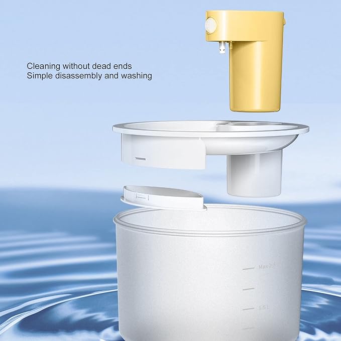 Rechargeable Automatic Pet Water Dispenser - Detachable, Ideal for Small to Medium Dogs and Cats, 2.5L Capacity