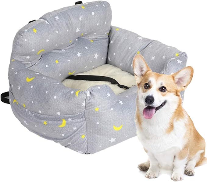 Dog Car Seat Pet Booster Seat Pet Travel Safety Car Seat Dog Bed for Car,Pet Car Booster Bucket Seat with Clip-On Safety Leash for Cars, Trucks and Suvs,C
