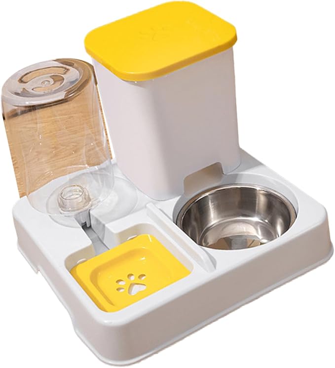 Pet Food Water Dispenser 2In1 Stainless Steel Elevating Design Nonslip Waterer Bowl for Cats Dog Home Use Automatic Feeder Dog with Water Dispenser Stainless Steel Pet