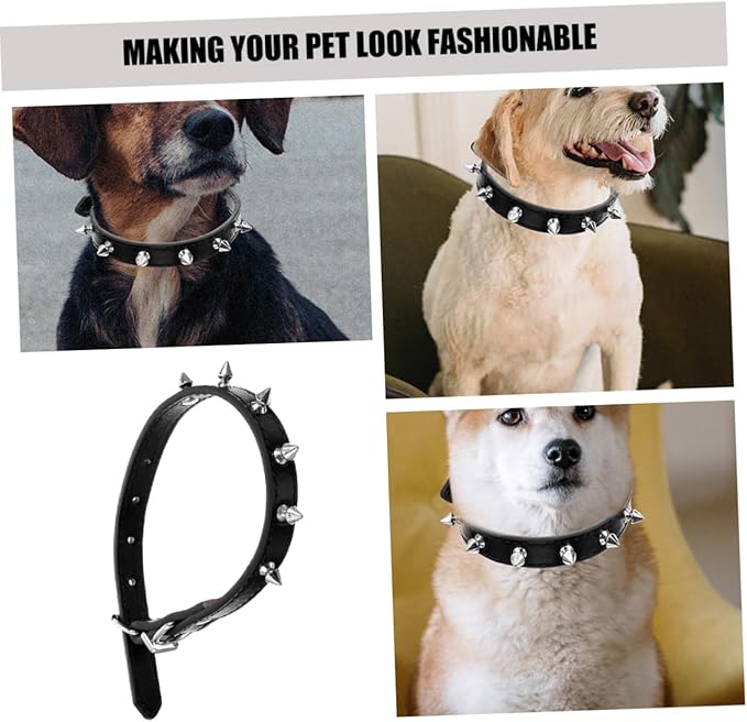 Leather Spiked Dog Collar for Pets Adjustable Studded Pet Collar for Dogs and Cats Wear-Resistant Design and