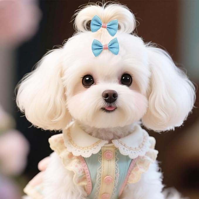 Mruq 100PCS Cute Puppy Dog Small Bowknot Hair Bows with Alligator Clips Bows for Girl Doggie Hair Grooming Handmade Pet Gifts Accessories