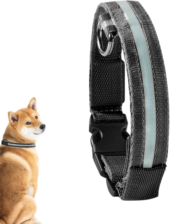 Pet Collar, Dog Training Collar with Night Visibility, 3 Flashing Modes, Rainproof Rechargeable Pet Collar, 500mah Battery, Adjustable Dog Light Collar, Waterproof Dog Collar for Large Dogs