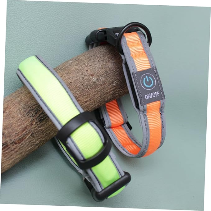 YARNOW 1pc Rechargeable Led Dog Collar Nylon Lighted Pet Necklace for Night Safety USB Charging Glow Dark Fluorescent