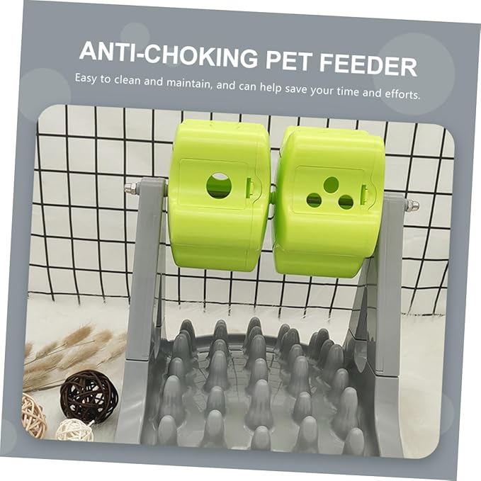 BESPORTBLE Automatic -Choking Dog Food Feeder Rotating Design Puppy Feeding Bowl with -Grade Material for Stress Mealtime Gray Green