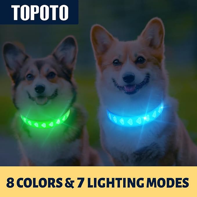 LED Dog Collar, Rechargeable Light Up Dog Collars, Adjustable 15 Multi-Colors Waterproof Bright Lighted Collar for Large Dogs, Bright and Safety Glowing Collar for Night Walking, Red