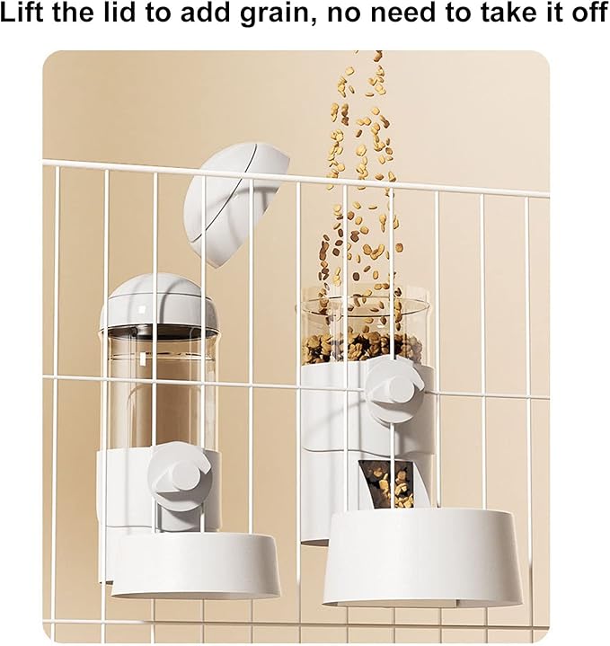 Pet Dog Cat Hanging Automatic Feeders Drinking Bowls, Auto Gravity Rabbits Feeder Water Set, Cage Pet Feeding Bowls Dispenser for Cats Dogs Puppy, Rabbit Hamsters Chinchilla Hedgehog (Pink-Food)