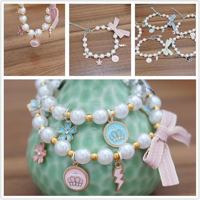 Pet Collar with Pearl Pendant, Dog or cat Pearl Necklace, Fashion Accessory for Cat or Dog, Elegant and Premium Design, Designs (Pink, M 25-30cm(Neck Girth))