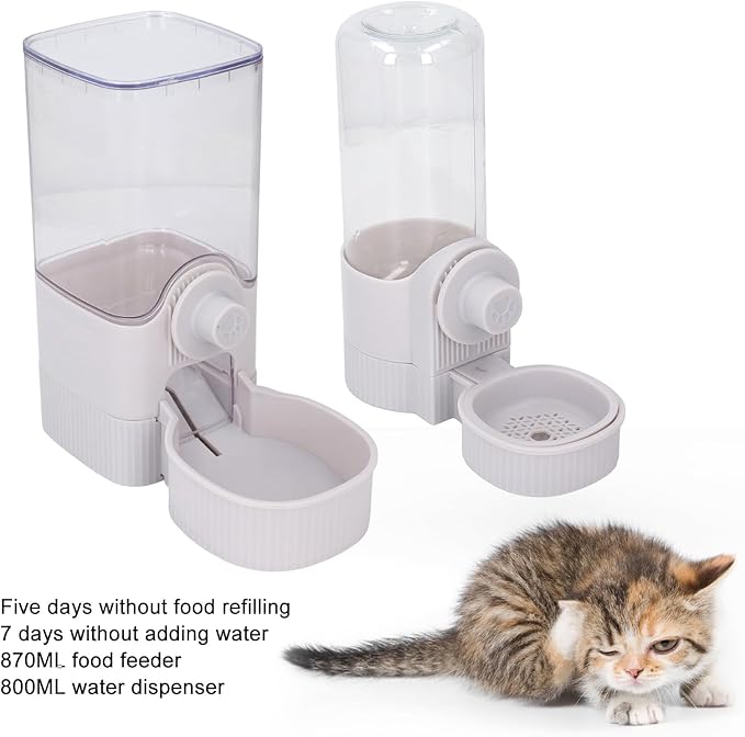 Pet Feeder and Water Dispenser Set, Automatic Dog Feeder and Dog Water Dispenser for Dogs Cats Pets Animals Large Capacity, Safety Hanging Food Bowl with Accessories
