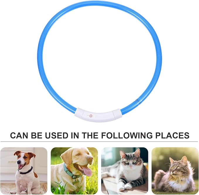 LED Rechargeable Glowing Dog Collar USB Charging Luminous Fiber Optic 70cm Adjustable Night Walking Safety Pet Accessory