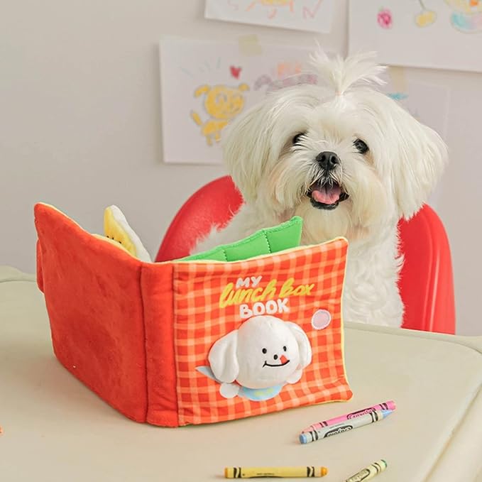 Dog Plush Toy Stuffed Treat Dispensing Book Shape Interactive Chew Relieving Stress Improving for Healt