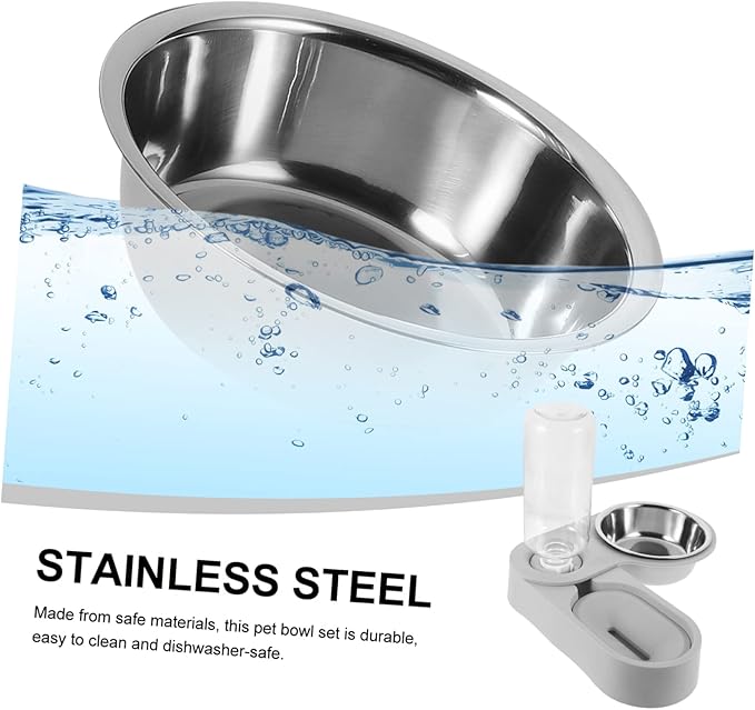 Pet Feeder with Stainless Steel Bowls Rotating Corner Design Automatic Water Dispenser for Dogs and Cats Easy to Clean and Practical Pet Feeding