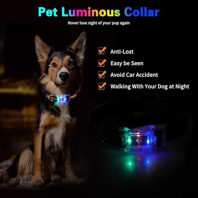 Buckle Glow Dog Collar Light,Adjustable Flashing LED Dog Collar Rechargeable Waterproof,Light Up Dog Collars Lights for Medium,Large Dogs- ML(Neck:14.17-24.8")