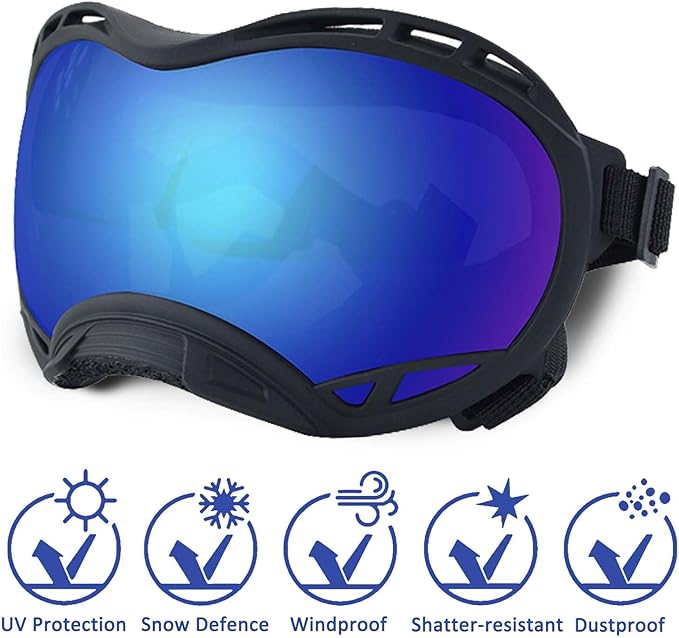 Dog Sunglasses,Doggles Anti-UV Protection,Pet Sunglasses with Adjustable Strap,Suitable for Motorcycle Car Driving Bike Riding Hiking Swimming Wind Dust Fog Dog Eye Protection