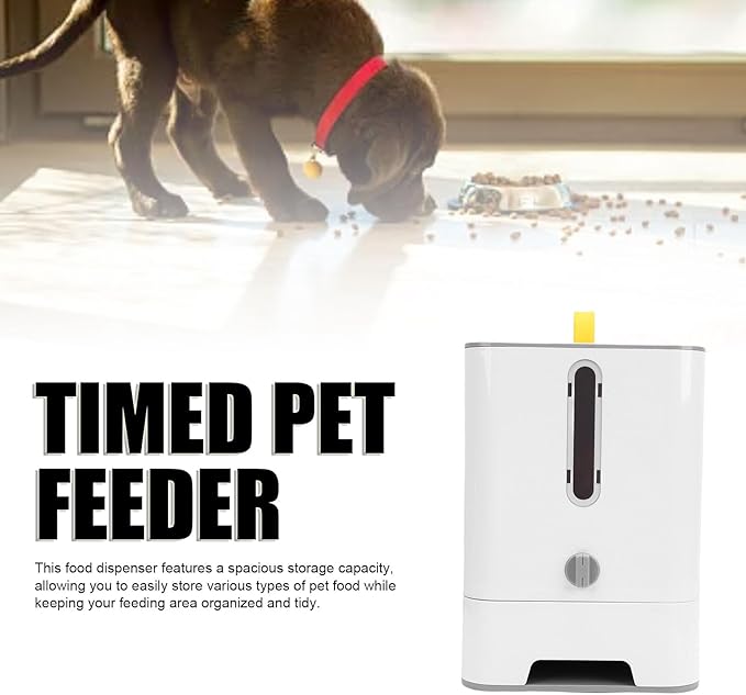 Automatic Cat Dog Food Dispenser, Large Capacity Timed Pet Feeder with Sealing Technology, for Home Outdoor Travel (Gray)