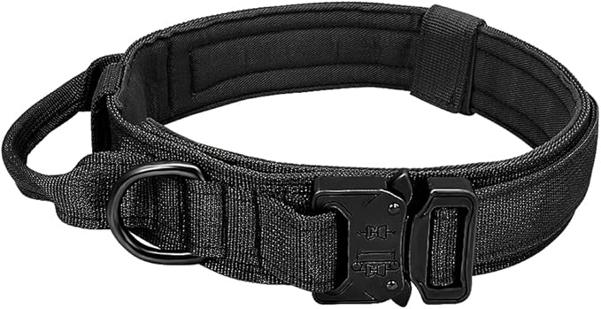 Military Tactical Dog Collar German Shepard Medium Large Dog Collars for Walking Training Duarable Dog Collar Control Handle Black L