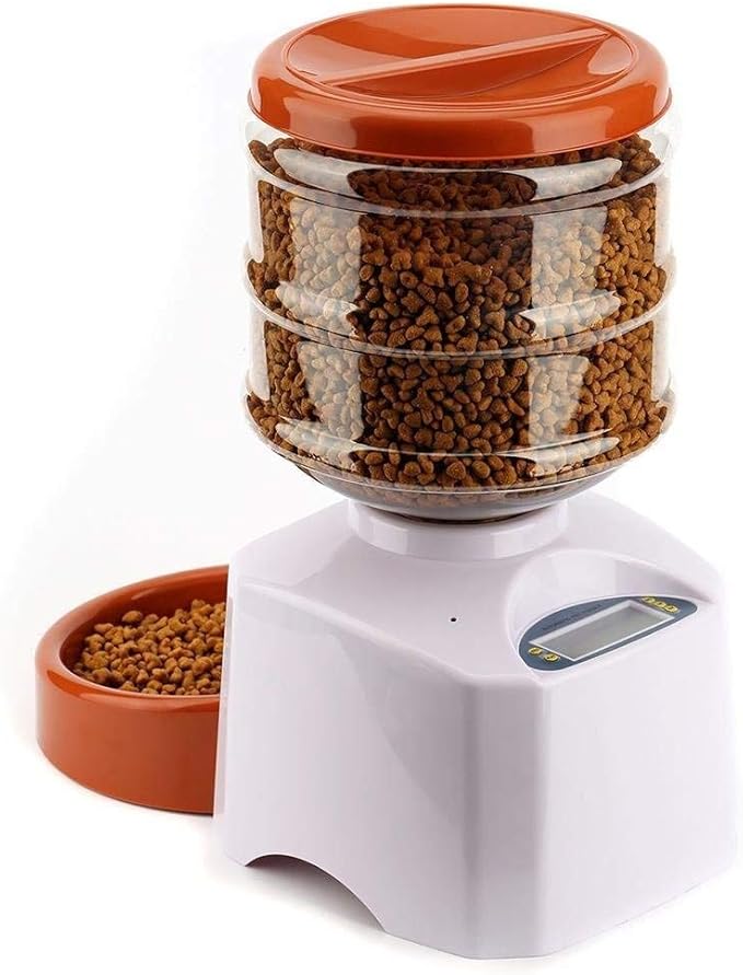 feeders Automatic Feeders Automatic Pet Feeder Fountain Voice Message Recording LCD Screen Dogs Cats Food Dispenser Bowl Dog Cat Smart