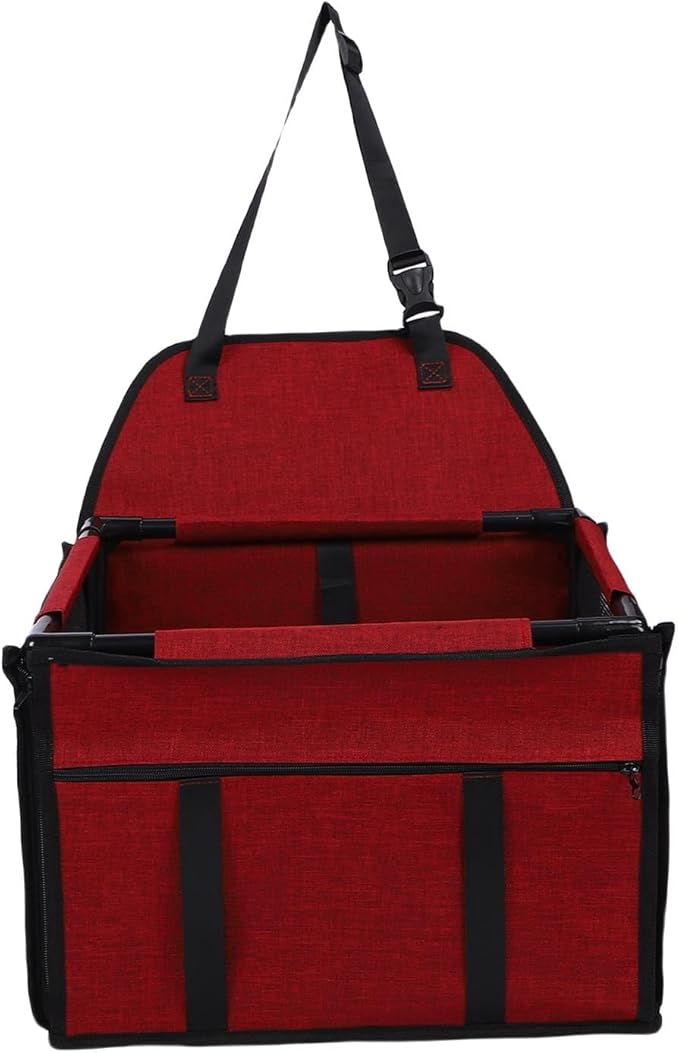 Dog Car Seat Large Capacity Foldable Portable Pet Travel Seat for Cars Indoor Outdoor Use Oxford Fabric PVC Material 39x39x27cm (Red)