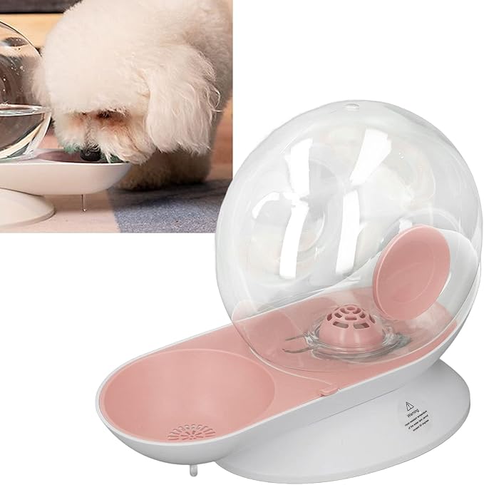 Pet Water Dispenser Bowl, Pet Water Dispenser Snail Shape Automatic Transparent 2.8L Large Capacity Drinking Fountain for Dogs Cats (Pink)