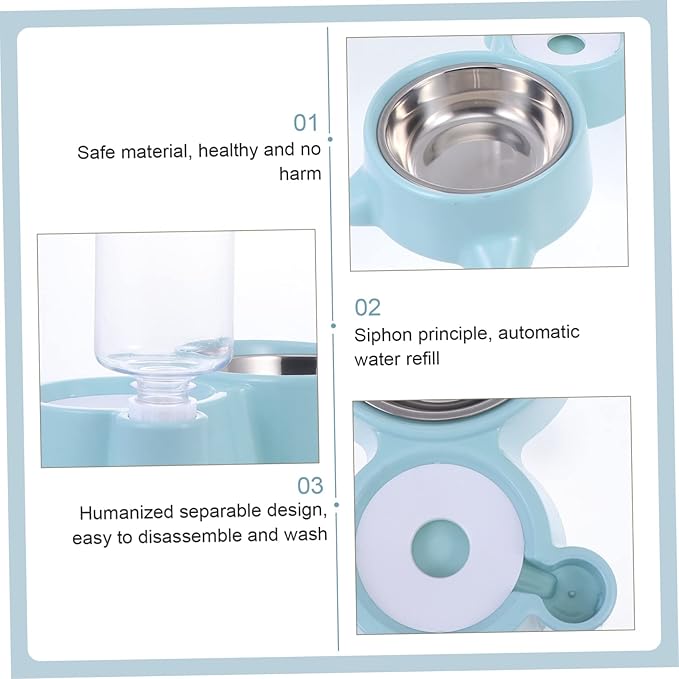 ibasenice 1pc Automatic Pet Water Feeder Food Dispenser Dual-use Cat Dog Bowl Design -Choke Feature