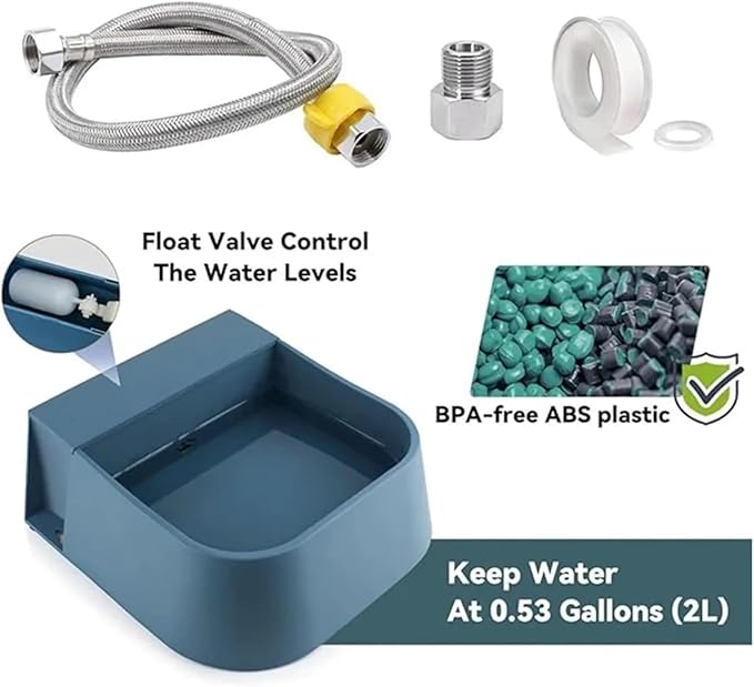 Dog Automatic Water Bowl with 1.5m Hose 2L Floating Ball Dispenser Pet for Animal Cat Chickens Rabbits(Only Bowl)