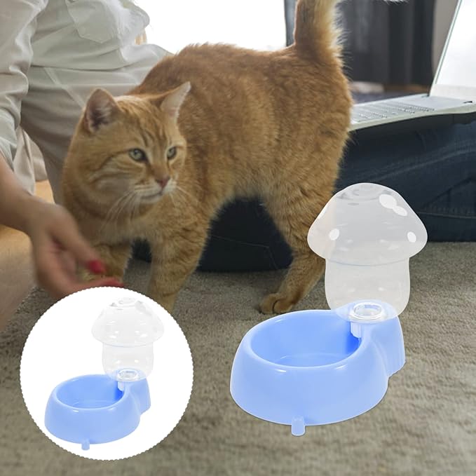 Automatic Cat Water Dispenser Mushroom-Shaped Pet Waterer for Cats and Dogs -fed Design Break-Resistant Easy to Fill Water Bowl for Indoor Use