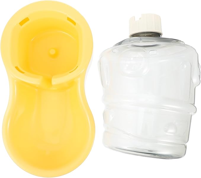 Automatic Pet Water Dispenser Bowl Cream Yellow Slant Design Plastic Dog and Cat Drinking Waterer Suitable for Continuous Hydration in Home and Travel