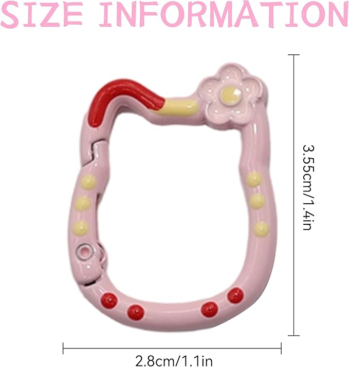 Mini Cat Shape Carabiner Keychain Clips, Cute and Secure Keychain Hooks for Water Bottles, Dog Leashes, Everyday Use, (12 Pack)